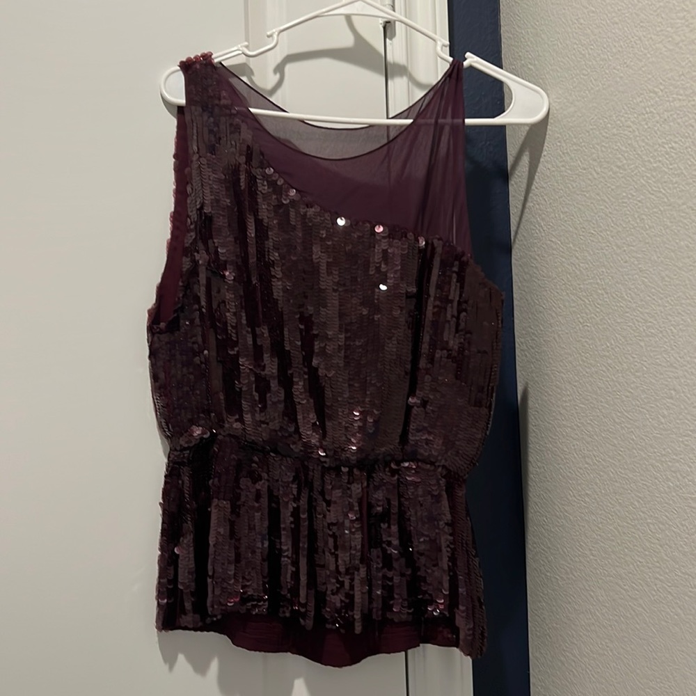 Alice + Olivia sequin sheer elastic waist top